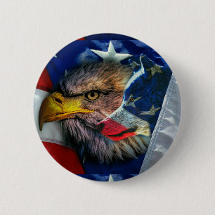 Patriotic American Flagga Örn Varg Knapp