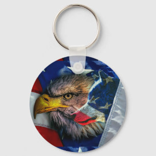 Patriotic American Flagga Örn Varg Nyckelring