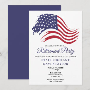 Patriotic American Flagga Pension Party Inbjudningar