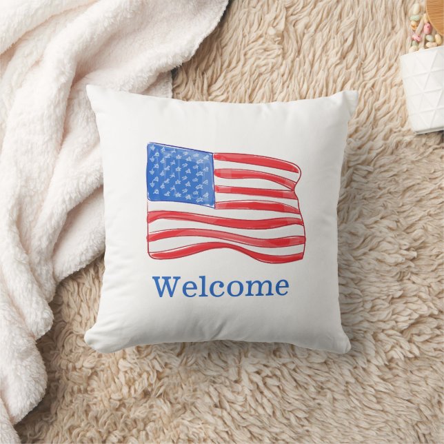 Patriotic American Flagga Personlig Kudde (Filt)