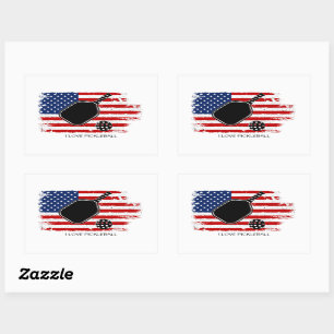 Patriotic American Flagga Personlig Pickleball Rektangulärt Klistermärke