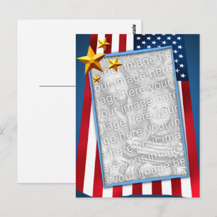 Patriotic American Flagga Photo Vykort