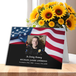 Patriotic American Flagga Police Memorial Funeral Tack Kort