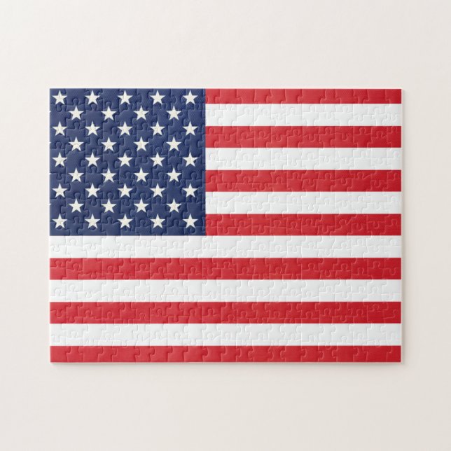 Patriotic American Flagga Puzzle Pussel (Horisontell)