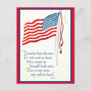 Patriotic American Flagga Quote Helg Vykort
