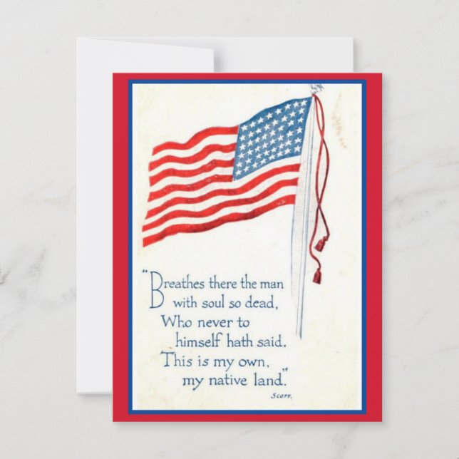 Patriotic American Flagga Quote Julkort (Framsida)