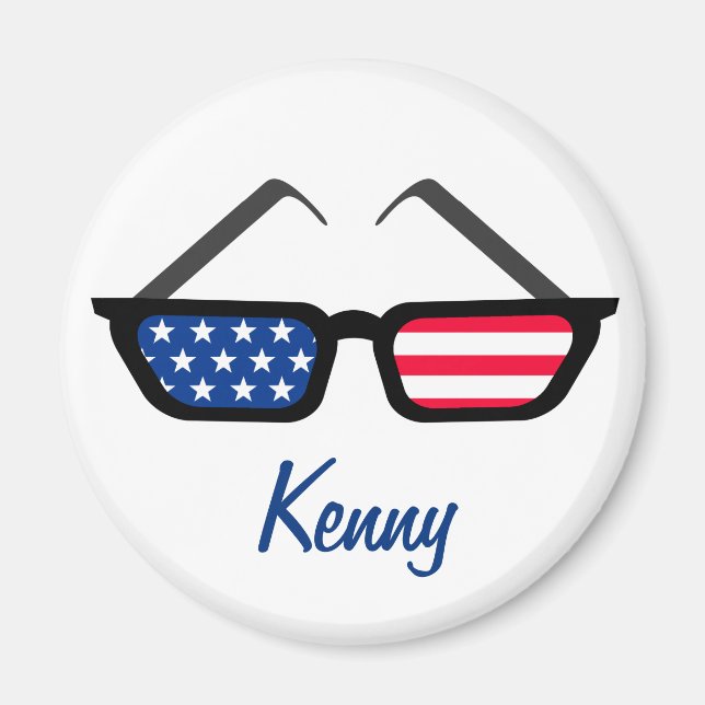 Patriotic American Flagga Retro Sunglasses Magnet (Framsidan)