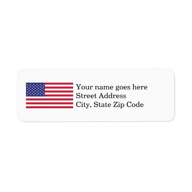 Patriotic American Flagga Returadress Returadress Etikett (Framsidan)