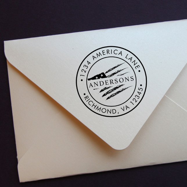 Patriotic American Flagga | RETURADRESS Självfärgande Stämpel (Skapare uppladdad)