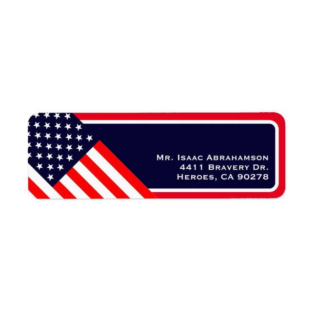 Patriotic American Flagga Return Address Label Returadress Etikett (Framsidan)
