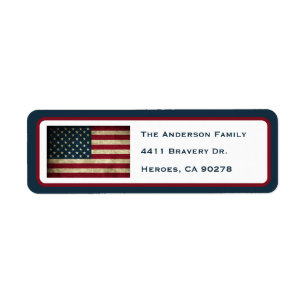 Patriotic American Flagga Return Address Label Returadress Etikett