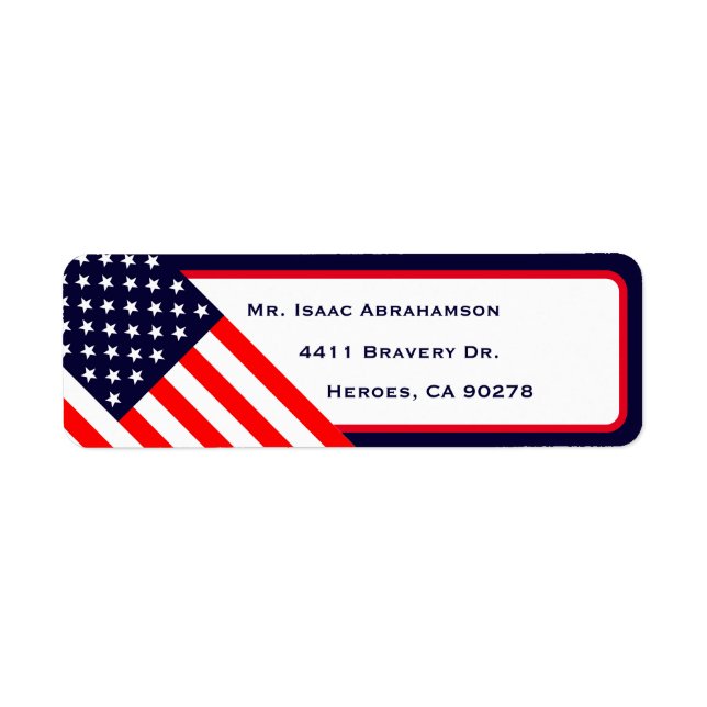 Patriotic American Flagga Return Address Label Returadress Etikett (Framsidan)