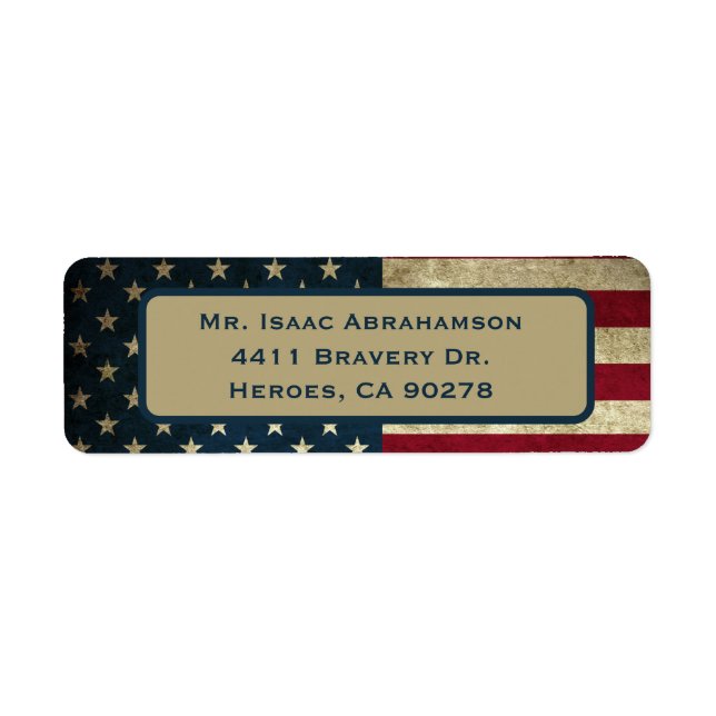 Patriotic American Flagga Return Address Label Returadress Etikett (Framsidan)