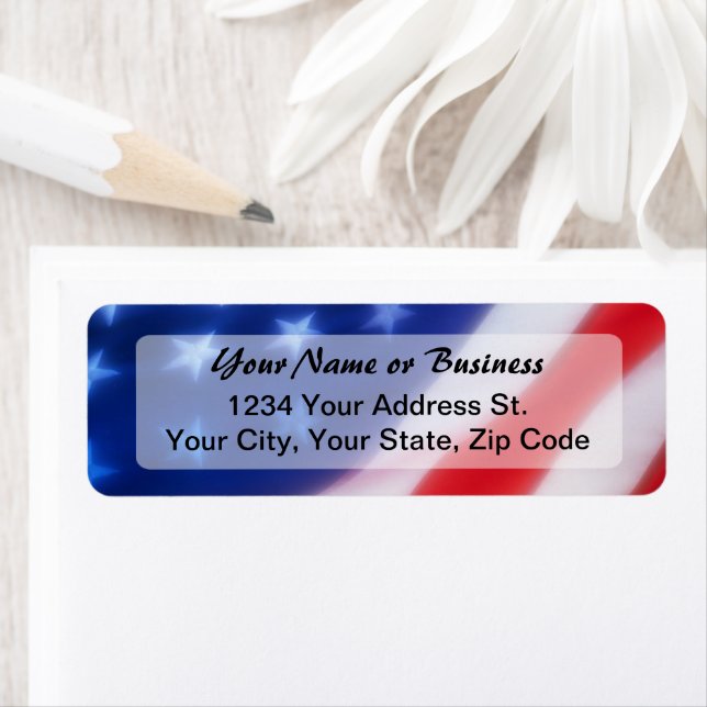 Patriotic American Flagga Return Address Label Returadress Etikett (Insitu)