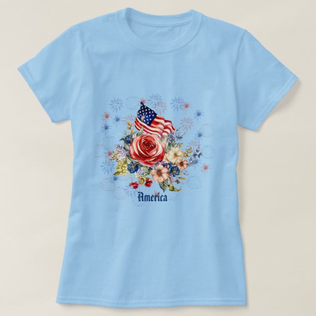 Patriotic American Flagga Ro Women's T-Shirt (Design framsida)