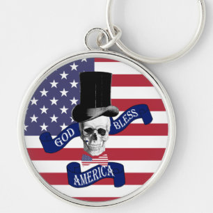 Patriotic American flagga Rund Silverfärgad Nyckelring