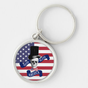 Patriotic American flagga Rund Silverfärgad Nyckelring