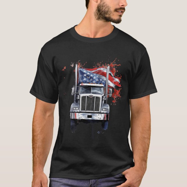 Patriotic American Flagga Semi T Shirt (Framsida)