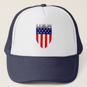 Patriotic American Flagga Shield Truckerkeps