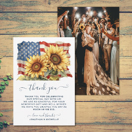 Patriotic American Flagga Solros Bröllop PHOTO Tack Kort
