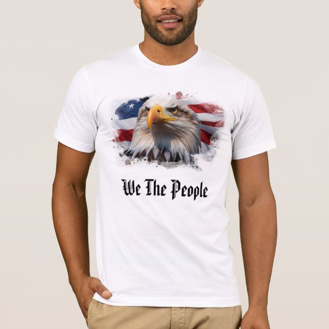 *~* Patriotic American Flagga Stars AP27 Eagle Man T Shirt (Framsida)