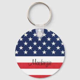 Patriotic American Flagga Stars och stripes Monogr Nyckelring