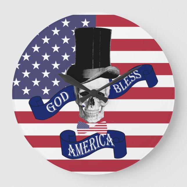 Patriotic American flagga Stor Klocka (Framsida)