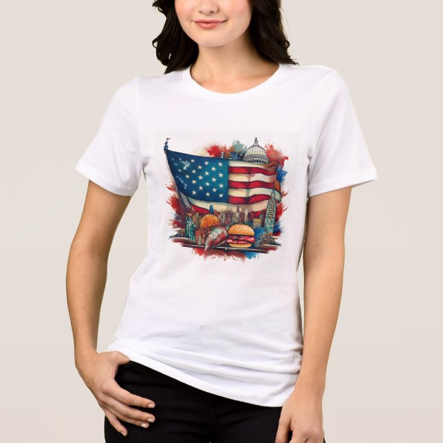 Patriotic American Flagga T-Shirt (Framsida)