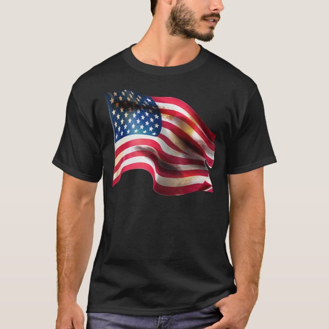 Patriotic American Flagga T Shirt (Framsida)