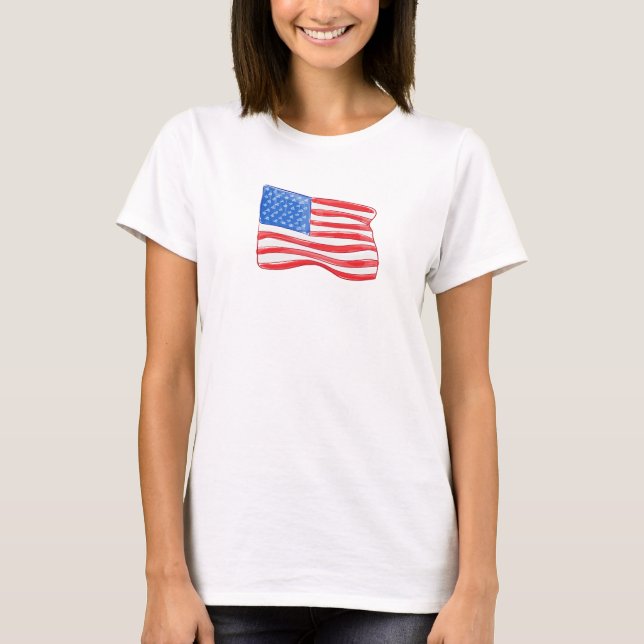Patriotic American Flagga T Shirt (Framsida)