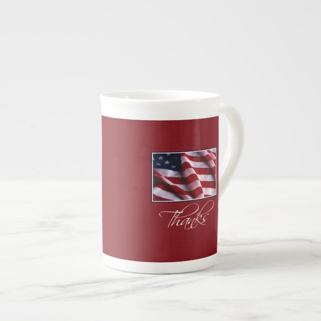 Patriotic American Flagga Tack i Red Benporslin Mugg (Framsida höger)