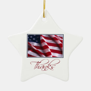 Patriotic American Flagga Tack i Red Julgransprydnad Keramik
