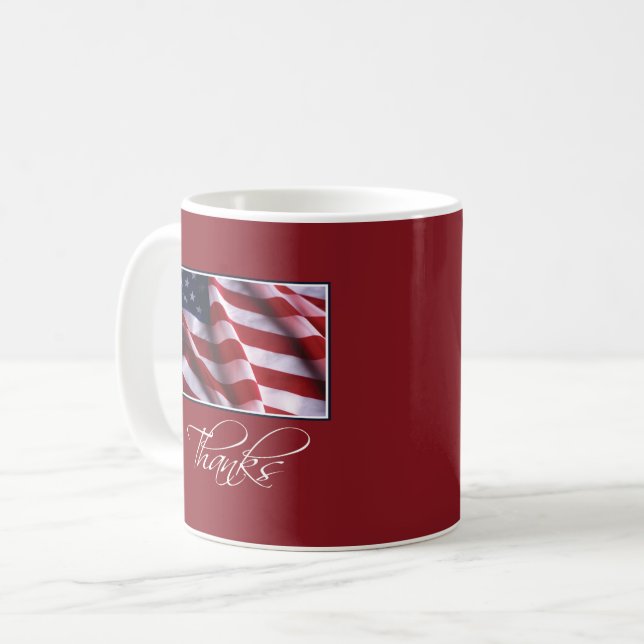 Patriotic American Flagga Tack i Red Kaffemugg (Framsida vänster)