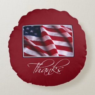 Patriotic American Flagga Tack i Red Rund Kudde