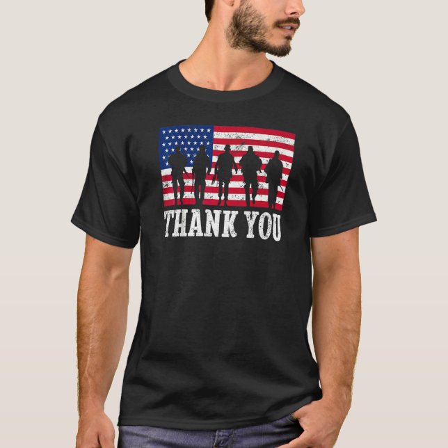 Patriotic American Flagga Tack Manar Women Girls T Shirt (Framsida)