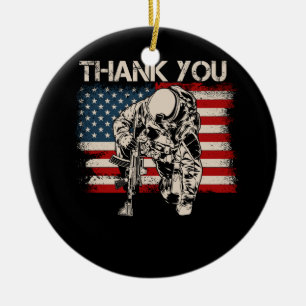 Patriotic American Flagga Tack Veteran Inbero Julgransprydnad Keramik