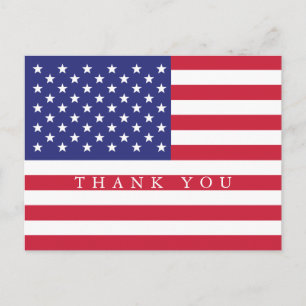 Patriotic American Flagga Tack Vykort