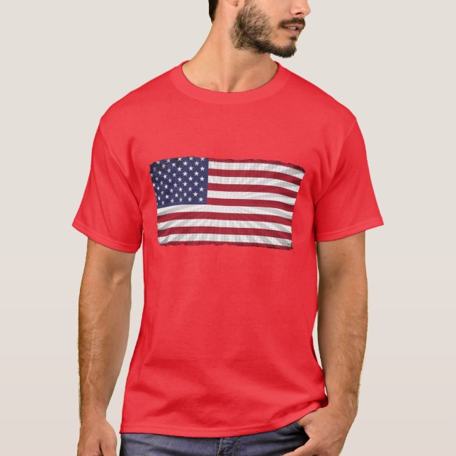 Patriotic American Flagga Tee Shirt (Framsida)