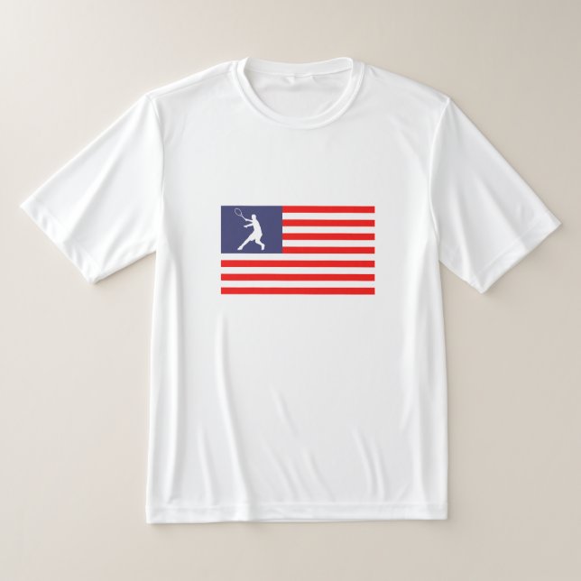 Patriotic American flagga tennis t shirt for USA (Laydown)