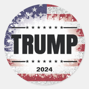 Patriotic American Flagga Trump 2024 Sticker Runt Klistermärke