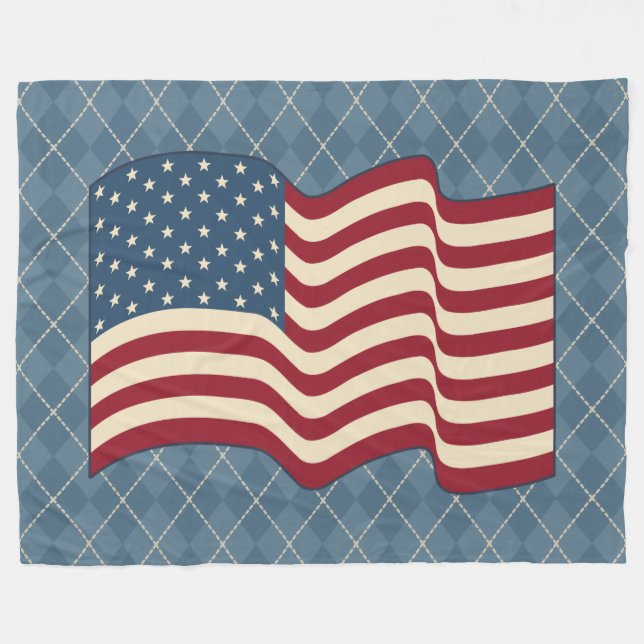 Patriotic American Flagga Ull Rustic Blanket Gift Fleecefilt (Framsidan (Horisontell))