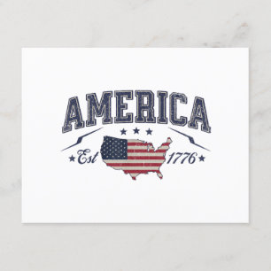 Patriotic American Flagga USA Est 1776 4 juli A Tilläggskort
