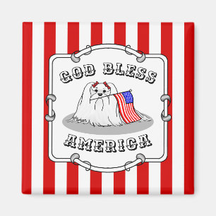 Patriotic American Flagga USA Maltese Hund - Cute Magnet