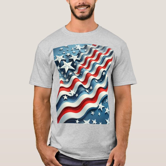Patriotic American Flagga USA Pride T Shirt (Framsida)