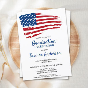 Patriotic American Flagga Usa Studenten Inbjudan Vykort
