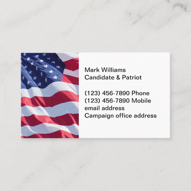 Patriotic American Flagga Val Contact Cards Visitkort (Framsida)