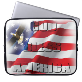 Patriotic American Flagga Välsigna dig Amerika Laptop Fodral