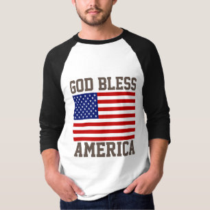 Patriotic American Flagga Välsigna dig Amerika T Shirt