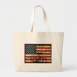 Patriotic American Flagga Veteran Canvas Tote Jumbo Tygkasse