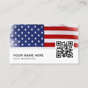 patriotic american flagga veteran service QR-kod Visitkort